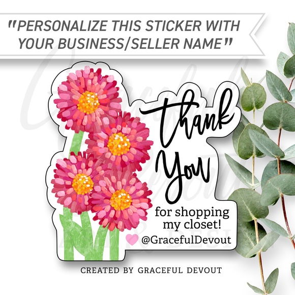 Graceful Devout Other - Thank You For Shopping My Closet! - 2" Square Stickers [GD200-48]